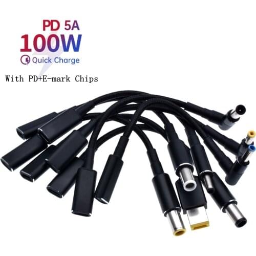 100W Universal Laptop Power Adapter Connector Fast Charging Cable Cord USB Type C Female to Notebook Charger Plug Jack Converter
