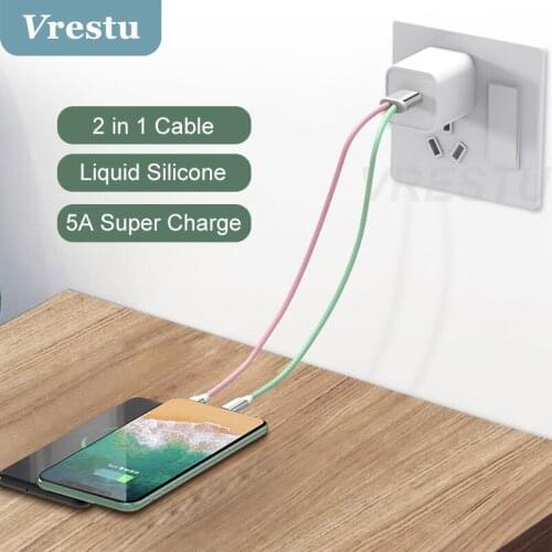 USB Charge Cable Micro USB Type C Super Charge 5A Silicone Wire for iPhones 13 11 Pro Huawei Multi Port Mobile Phone Kabel 1.2m