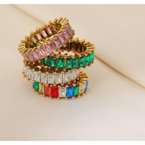 High End AAA Zirconia Pave Rings for Women Stainless Steel Rings for Women