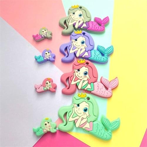 10PCS Silicone Mermaid Teether Clip DIY Baby Teether Necklace Beads Food Grade Baby Care Accessories BPA Free Silicone Teether
