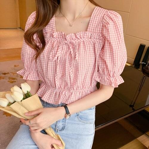 Summer fashion design sense French wood ears are thin short-sleeved shirt temperament wild blouse female