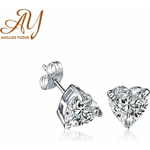 Anillos Yuzuk High Quality 925 Sterling Silver Heart Luminous Clear CZ Stud Earrings For Women Fashion Jewelry Dropshipping