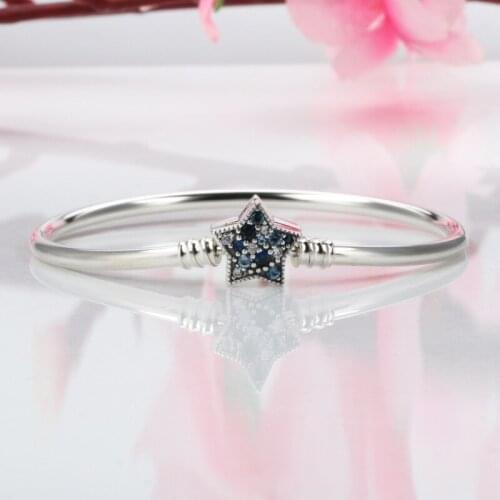 DoDoFly Real 925 Sterling Silver Creative Bright Star Pentagram Button Bracelet Fit European Charm Bracelets Women Jewelry