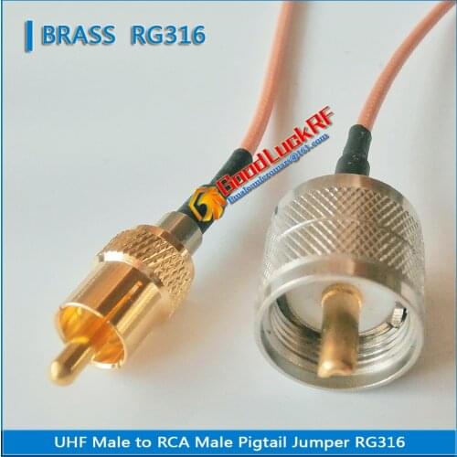 1X Pcs New High-Quality UHF Male To RCA Male Plug UHF - RCA RF Connector Pigtail Jumper RG316 Cable Low Loss 50 Ohm