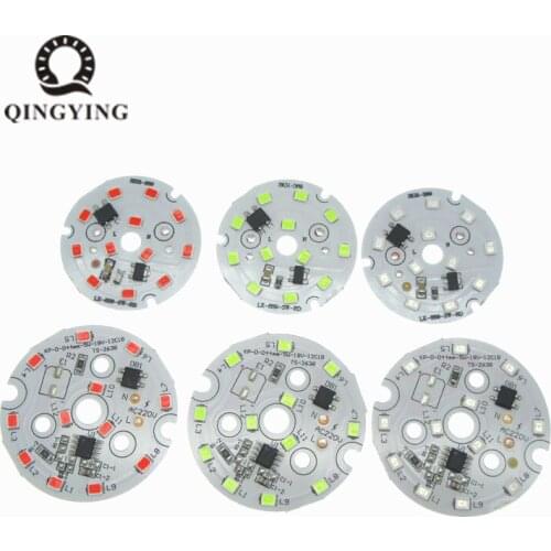 10pcs ac 220v 3W 5W Red Green Blue LED PCB SMD2835 Integrated Smart IC Driver Light Source For LED Bulb