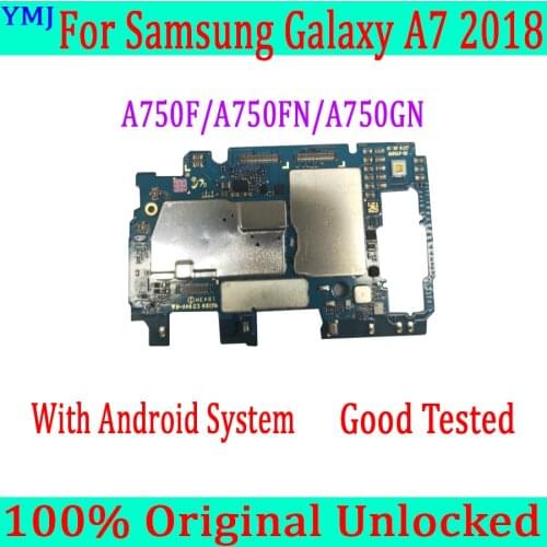 100% Original Unlocked For Samsung Galaxy A70 A705F/GM/GN A750F 1SIM/2SIM Motherboard With Android System Logic Board 64GB/128GB
