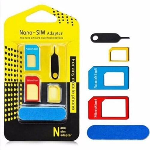 Winangelove 5 in 1 Metal Nano Sim Card Adapter + Micro Sim cards adapter + Standard Sim Card SIM Card adapter For Iphone X 7 6