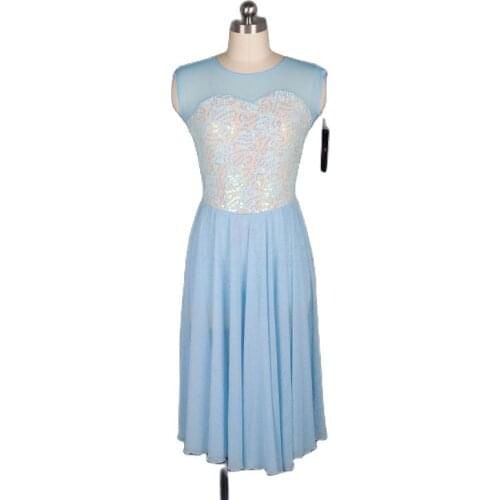 18581 Sequin Lance Bodice with mesh Long Skirt Lyrical Dance Costumes Ballet Dress Stage & Performance Dance Costumes