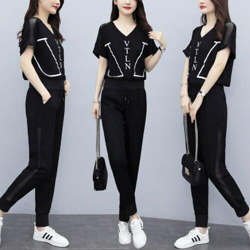 2021 summer plus size top&pants set womens fashion two-piece suit casual ensemble femme survetement clothes for women