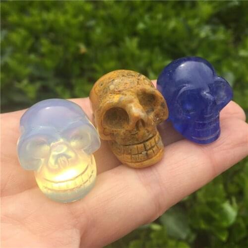 3pcs Natural Crystal Stone Skull Hand Carved And Polished Rare Gemstone Home Decoration Collection