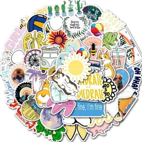 50PCS Exquisite Stickers Ins Fresh Style Waterproof Notebook Trolleycase Skateboard Stickers Suitcase Kids Toys Gift