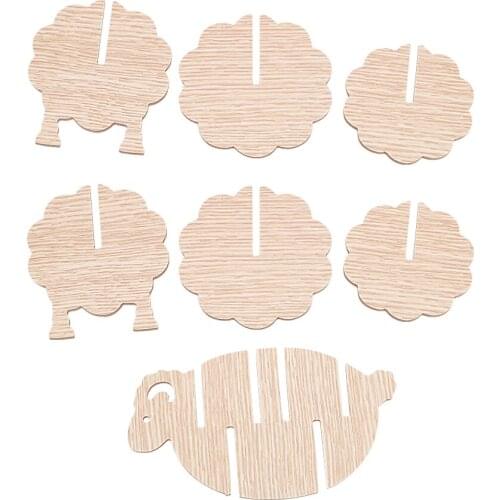 7pcs/set Coasters Table Pad Kitchen Accessories Placemat Coffee Cup Mats Wood Sheep