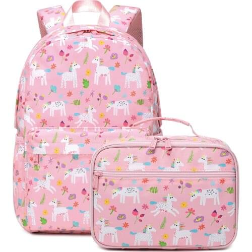 Abshoo Cute Pink Unicorn Set Cartoon Print Girls Lovely Backpacks Teenager Preschool Primary School Bags Toddler Backpacks