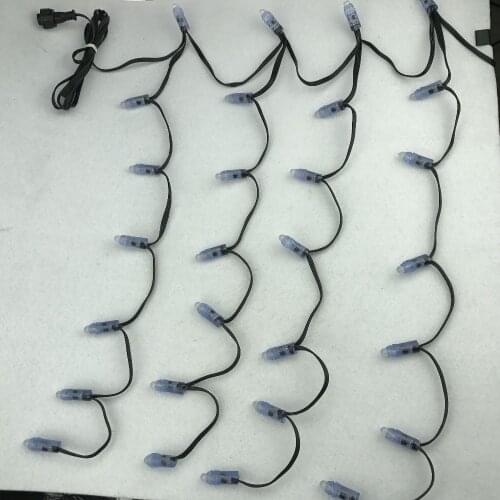 Addressable 7nodes*15drops LE RGB full color Icicles string;DC12V WS2811 controlled;all BLACK wire;IP68;105nodes/set