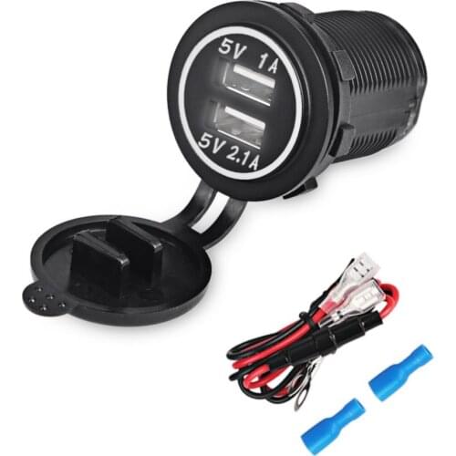 5V 3.1A Marine Dual USB Charger Car Adapter Socket IP68 Super Waterproof Fast Charging with in-Line Fuse for Mobile RV Yacth