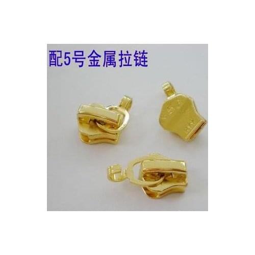 Free shipping 100pcs/lot 5# light gold metal zipper head zipper slider zipper pull head automatically luggage zipper head