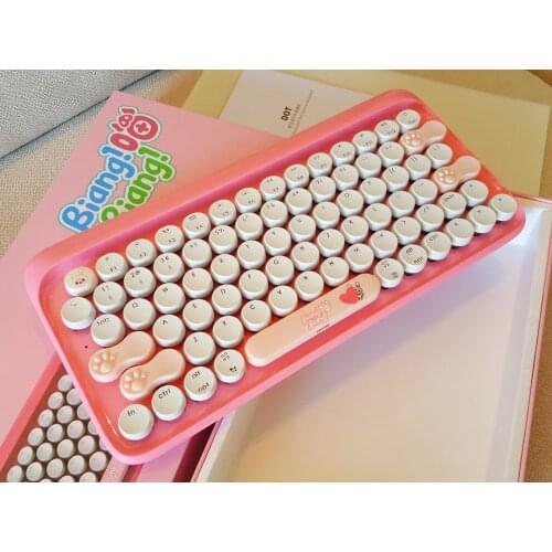 Lofree & FamilyMark Dot Wireless bluetooth keyboard Strawberry pink cartoon cat claw LED backlight mechanical Office keyboard