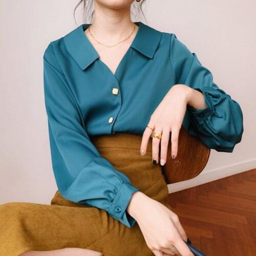 Blouse Women Shirt Chiffon Shirt Womens Autumn Loose Long Sleeve Shirt V-neck Shirt Top Blusas Mujer De Moda