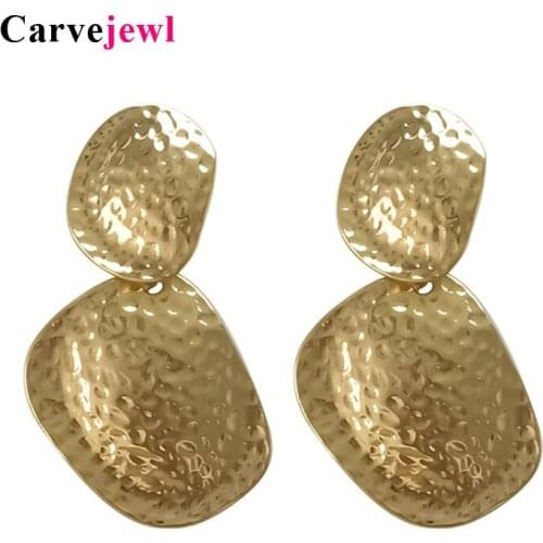 Carvejewl Hammered Big Dangle Earrings Women Girl 2019 Vintage irregular geometric Drop Earrings Large Metal Statement Jewelry