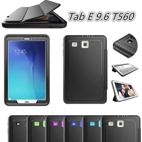 Case for SM-T560 Hybrid Stand Shockproof Rugged Protective Cover Cases for Samsung Galaxy Tab E T560 T561 9.6'' Tablet+film+pen