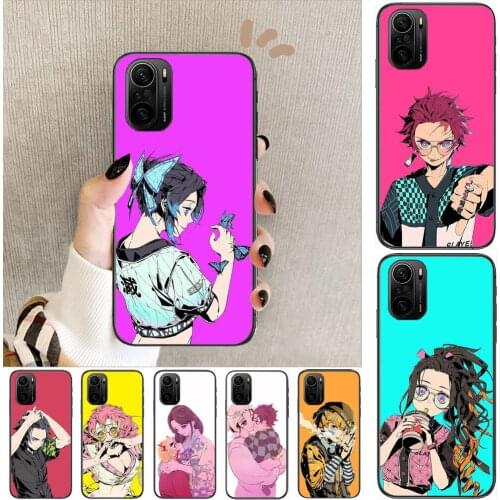 Demon Slayer Original hand-painted Phone Case For xiaomi redmi POCO F1 F2 F3 X3 Pro M3 9C 10T Lite NFC Black Cover Silicone Back