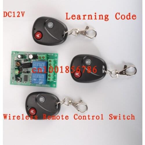 DC12V 2CH RF wireless remote control switch system 3 X Transmitter + 1 X Receiver Learning code 315/433MHZ
