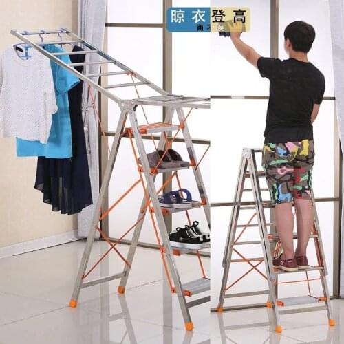Drying rack ladder household indoor balcony drying rack floor herringbone drying rack wholesale stall goods shelves