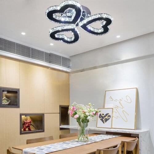 Heart-shape Crystal Chandelier Led Ceiling Chandeliers Lustre Chandelier Lighting Light for cocina Kitchen Living Room Bedroom