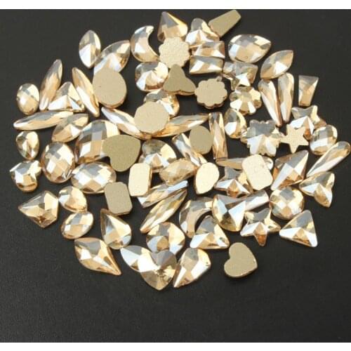 Hot sale Champagne Art Rhinestones 30 styles Fancy Crystal stones 30/100Pcs For 3D Nail art decoration
