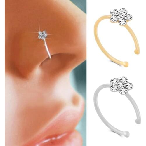 1PCS Fashion Fake Nose Ring Crystal C Clip Septum Lip Non Piercing Swirls Nose Rings Hoop For Women Men Charm Body Jewelry