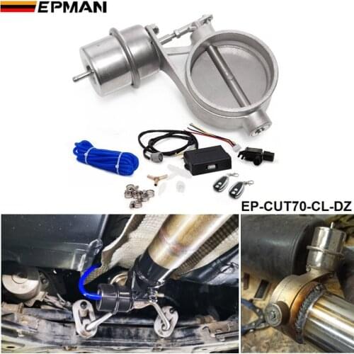 Exhaust Control Valve Set With Vacuum Actuator CUTOUT 70mm Pipe CLOSE STYLE with Wireless Remote Controller EP-CUT70-CL-DZ