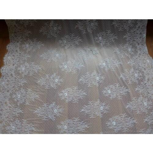 3m/lot 112cm wide high quality white eyelash lace fabric for wedding dress clothing lace material free shipping