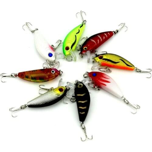Hot 8pcs/lot 50mm 3.6g Mini Minnow Fishing lures Treble hooks Artificial Plastic hard baits Fishing tackle