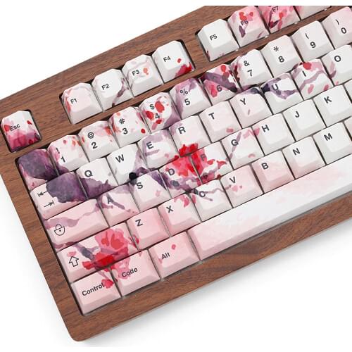 PBT Cherry Blossom Keycap Orignal Profil For 60 87 104 108 Keys Mechanical Keyboard Cherry G80 Customized 68 Keyboard Key Cap