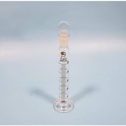 SHUNIU High borosilicate glass measuring cylinder with graduations and ground-in glass stopper,50ml 19/26,Laboratory Cylinder