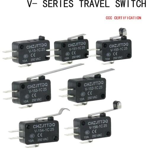 Momentary Micro Limit Switch CHZJTTDQ V-15.V-151.V-152.V-153.V-154.V-155.V-156.-1C 25 Travel switch limit switch silver contact