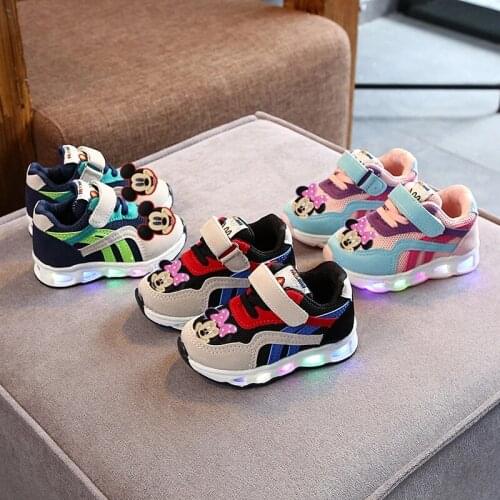 Disney mickey mouse Light-up sports shoes children casual shoes boy girls shoes new childrens running shoes baby toddler shoes