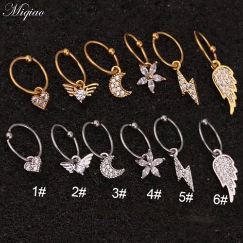 Miqiao 2pcs New Product Creative Diamond-studded Love Moon Earrings Body Piercing Jewelry