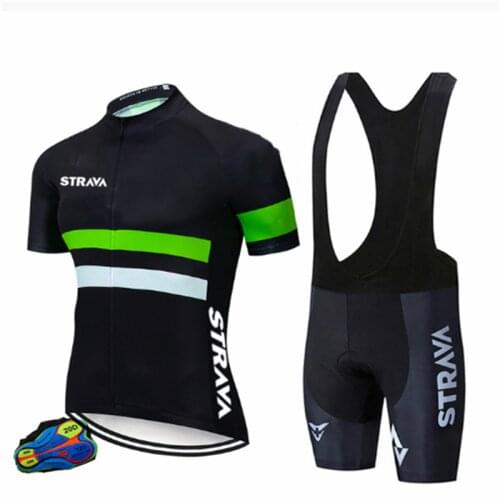 STRAVA Mens Cycling Jersey Breathable Sets Short Sleeve Bicycle Cycling Clothing Bike Quick-Drying Cycling Jersey Biking suit