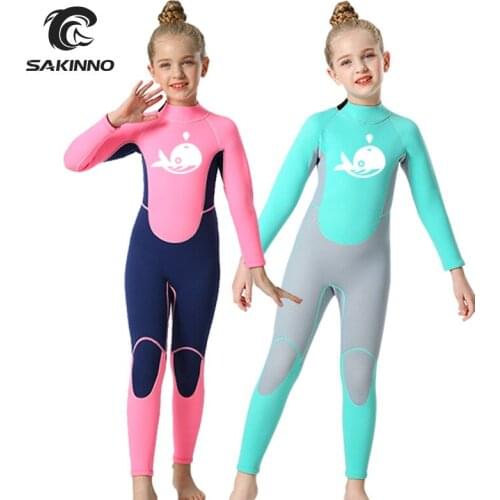 Girl Wetsuit 2.5MM Neoprene Full body Scuba Diving suit child Surfing snorkeling Sun-proof Wetsuit kids winter thermal swimsuit