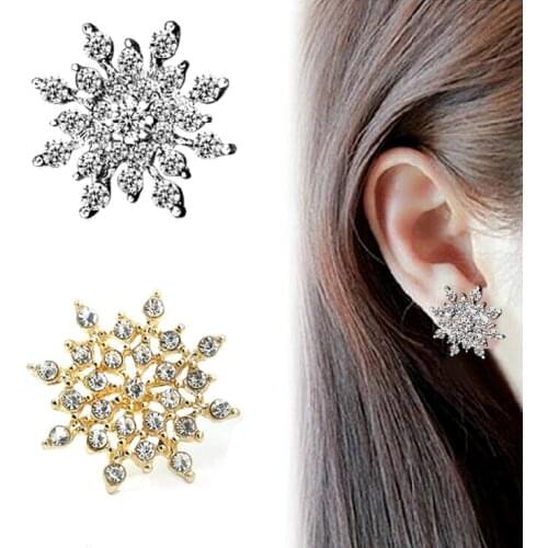 New Fashion Snowflake Big Earrings Brincos Luxury shiny Rhinestone Crystal Stud Earrings For Women Inlaid Wedding Jewelry Gifts