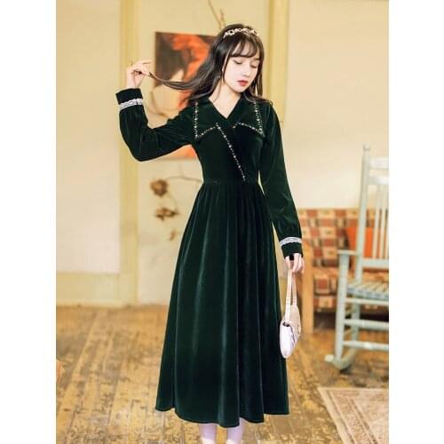 2020 new fashion womens clothing Full Solid Vintage dress for women dresses