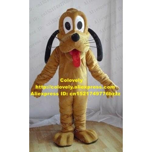 New Brown Pluto Dog Mascot Costume Mascotte Puppy Cutu Doggie Pup Adult With Black Long Ears Small Black Nose No.1248 Free Ship