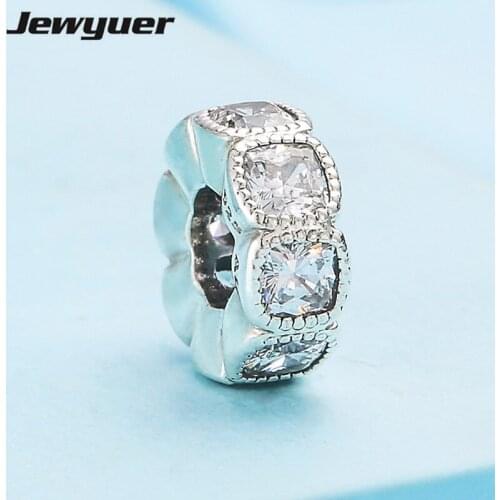 Autumn Alluring Cushion Spacer Charms 925 Sterling Silver fine Jewelry flower Bead Fit Bracelet DIY Memnon Jewyuer SP041