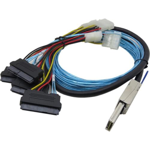 1M 0.5M SFF-8088 To SFF-8482 SAS SATA Cable Mini SAS 26Pin SFF 8088 to 4 SFF 8482 SAS 29Pin SAS Cable With Big 4Pin Power Cable