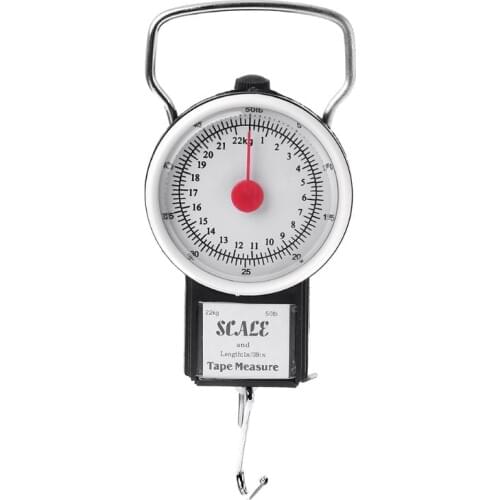 22kg/50lb Portable Hanging Scale Balance Fish Hook Weighing Balance Kitchen With Measuring Tape Measure Fishing Scales WF4458037