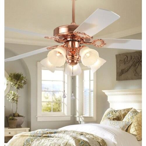 Dining room ceiling fan light American industrial style ceiling fan living room iron leaf wooden leaf European retro fan light