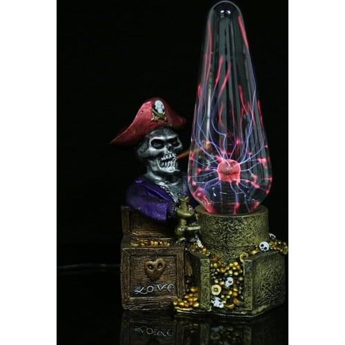 Ghost Pirates skull Magic Plasma Ball Light Pirates Caribbean Magic Electrostatic Ball Night Light Halloween Decor Novelty Lamp