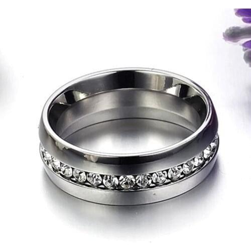 Hot Rhinestone Ring High Quality Stainless Steel for Men and Women Fashion Couple Valentines Day Anniversary Gift