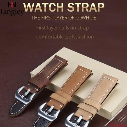 Genuine Leather Watch Band First layer cowhide Matte Leather Straps For Wristwatch Bands Watch Accessories 22/24/26 mm Wholesale
